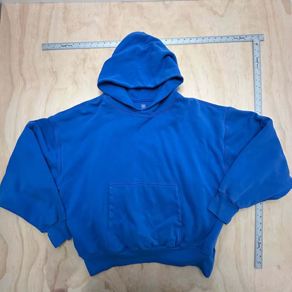 Yeezy Gap Perfect Hoodie Blue Cotton Pullover Sweatshirt size XL